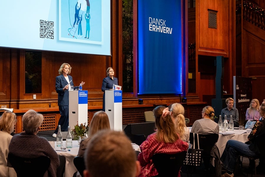 Billede af Pernille Knudsen og Louise Holck, der pr&aelig;senterer den nye rapport "Danske virksomheders arbejde med diversitet og inklusion"
